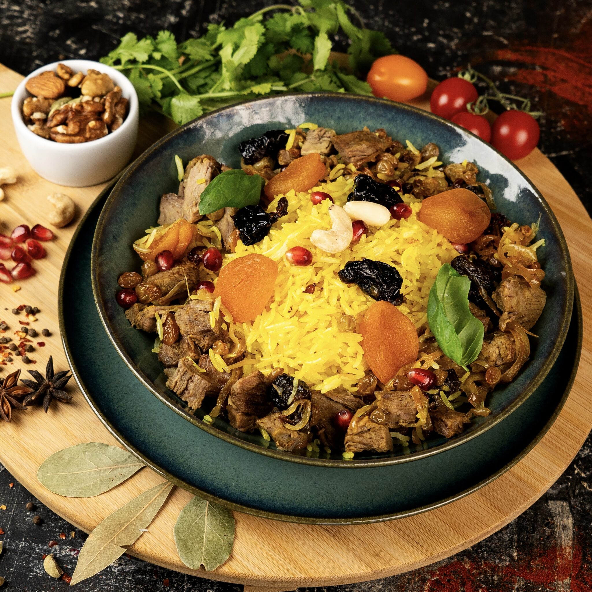 Plov, pilaff with lamp, pilaff with chicken, beef